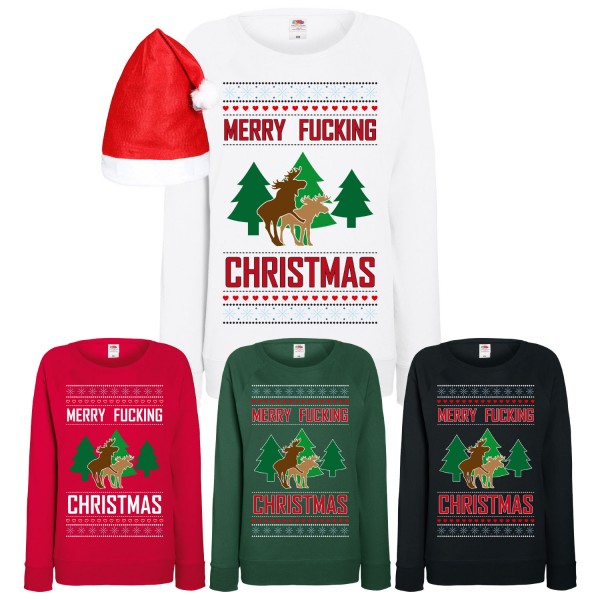 Merry Fucking Christmas Elch Sweatshirt Damen