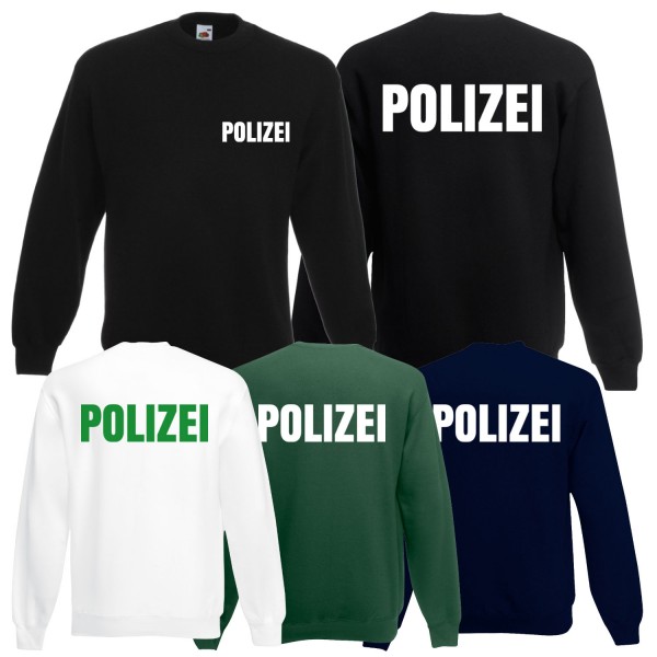 Herren Polizei Sweatshirt - Druck Brust & Rücken Reflex