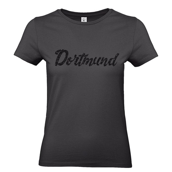 Damen T-Shirt - Dortmund Fan-Shirt - dortmund schwarz glitzer