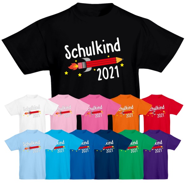 Unisex Kinder T-Shirt Schulkind 2021 Rakete