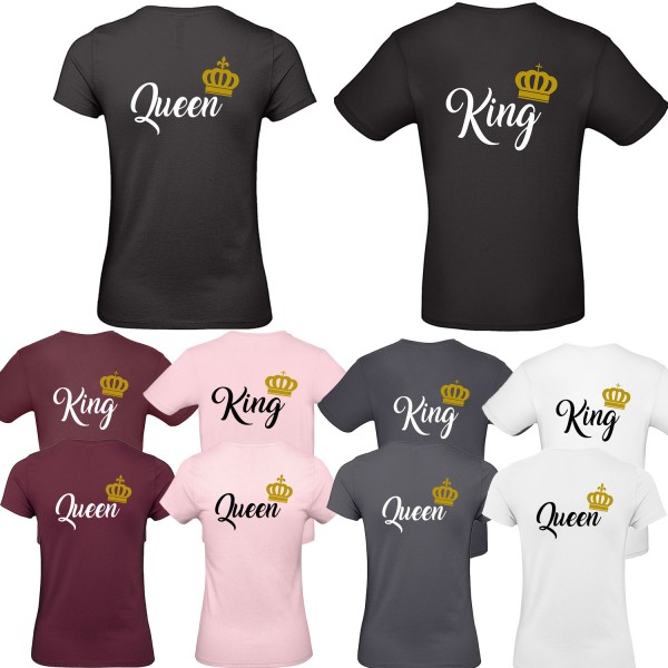 Damen & Herren T-Shirt - King & Queen - Krone