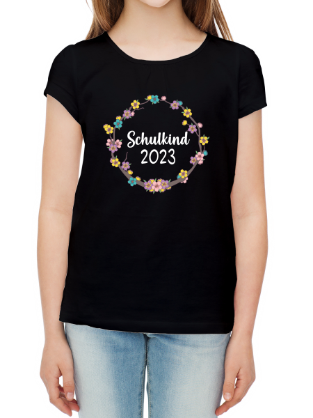 Unisex Kinder T-Shirt Schulkind 2021 Blumenkranz