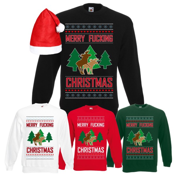 Merry Fucking Christmas Elch Sweatshirt Herren