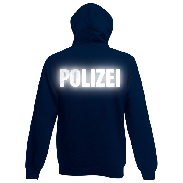 Herren Polizei Hoodie - Druck Brust & Rücken Reflex