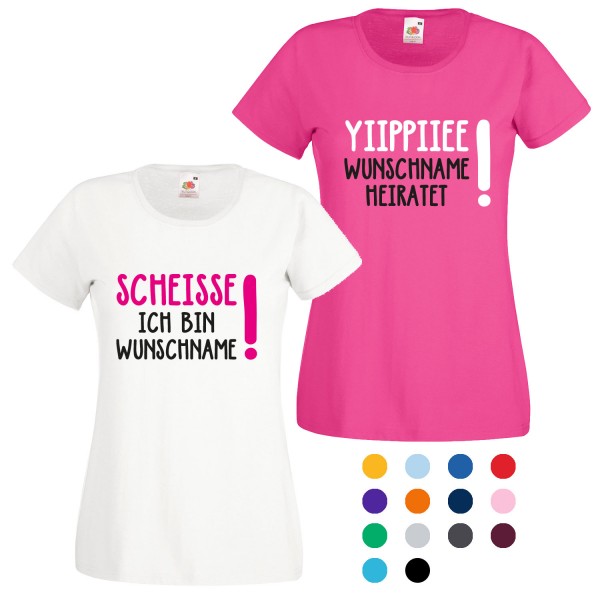 JGA Damen T-Shirt mit Motiv Scheisse + Yippie