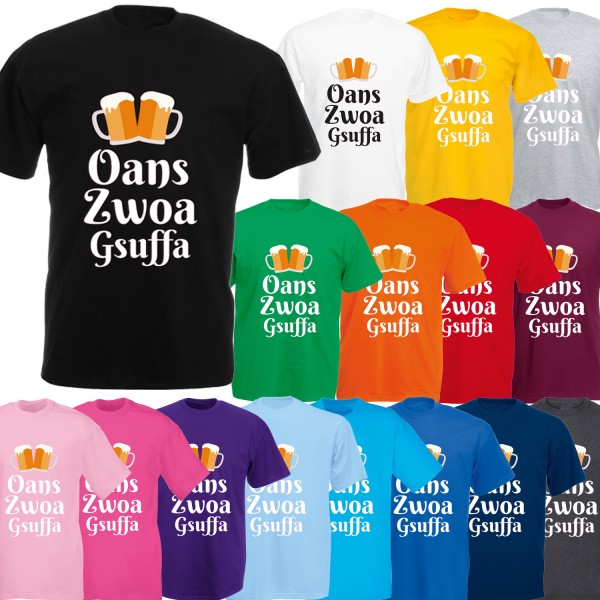 Oktoberfest T-Shirt Herren - Oans Zwoa Gsuffa
