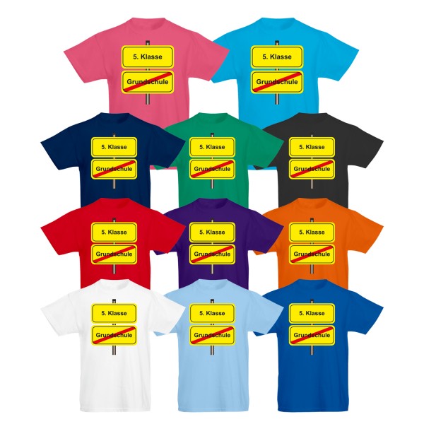 Unisex Kinder T-Shirt Grundschule 5. Klasse Ortsschild