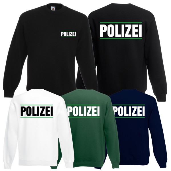 Herren Polizei Sweatshirt Druck mit Streifen auf Brust & Rücken